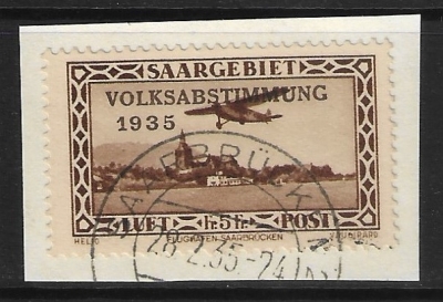 1934 SAAR  SG.195  'AIR'. very fine used on paper (cat. val. £23.00)