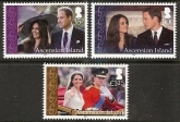 2011 Ascension - Royal Wedding SG.1109-11 set 3 values U/M (MNH)