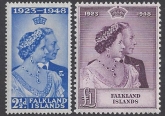 Falkland Islands - 1948 Royal Silver Wedding SG.166/7 U/M (MNH)