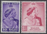 Malaya Kelantan - 1948 Royal Silver Wedding SG.55/6   U/M (MNH)