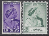 Malaya Selangor - 1948 Royal Silver Wedding SG.88/9  U/M (MNH)