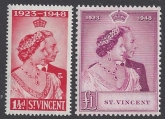 St Vincent - 1948 Royal Silver Wedding SG.162/3  U/M (MNH)