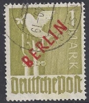1949 Berlin SG.33  1M olive green overprinted overpinted in red.very fine used.