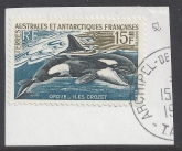 1969 French Antarctic - SG.30  15F Killer Whale. very fine used on peice.