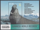 2002 South Georgia  MS.343 South Atlantic Seal Mammals showing details of Guinness World Record. U/M (MNH)