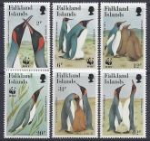 1991 Falkland Islands.  SG.633-8  Endangered Species - King Penguins. set 6 values U/M (MNH)