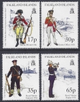 1998 Falkland Islands  SG.825-8   Royal Marine Uniforms.  set 4 values U/M (MNH)