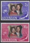 1972 Ascension Island  SG.164-5 Royal Silver Wedding set 2 values U/M (MNH)