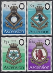 1972 Ascension Island  SG.154-7  Royal Naval Crests  (4th Series).   set 4 values  U/M (MNH)