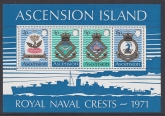 1971 Ascension Island  MS.153  Royal Naval Crests  (3rd Series). mini sheet U/M (MNH)
