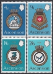1970 Ascension Island  SG.130-3 Royal Naval Crests  (2nd series). set 4 values U/M (MNH)