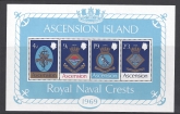 1969 Ascension Island  MS.125  Royal Naval Crests  (1st series). mini sheet U/M (MNH)