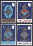 1969 Ascension Island  SG.121-4  Royal Naval Crests  (1st series). set 4 values U/M (MNH)