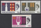 1967 Ascension Island. SG.107-9  20th Anniversary of UNESCO  set 3 values U/M (MNH)