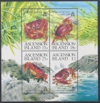 1989 Ascension Island. MS.491  Land Crabs. mini sheet. U/M (MNH)