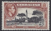 1938 Gibraltar. SG.128a KGVI 2/- black & brown. perf 13½ lightly mounted mint.
