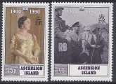1990 Ascension Island. SG.525-6  90th Birthday Queen Elizabeth the Queen Mother. set 2 values U/M (MNH)