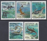 1993 Ascension Island. SG.614-8 Prehistoric Aquatic Reptiles set 5 values U/M (MNH)
