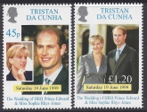 1999 Tristan Da Cunha. SG.655-6 Royal Wedding. set 2 values U/M (MNH)