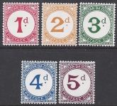 1957 Tristan Da Cunha. D1-5  postage dues set 5 values U/M (MNH)