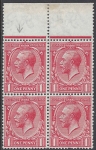 1912-24 King George V  SG.357a perf. 15x14  'Q for O ' variety ( top left stamp) U/M (MNH) (mounted in margin only)