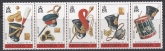 1991 Ascension Island. SG.541-5  Royal Marines Equipment 1821-44  set 5 values U/M (MNH)