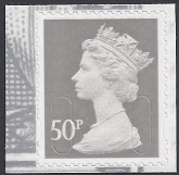 U2917  50p grey 'MPIL'   'MA10'  break at top & bottom  Walsall   U/M  (MNH)