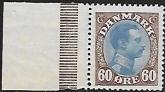 1919 Denmark. King Christian X  SG.161  60ö  blue & brown marginal example U/M (MNH)