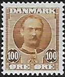 1907  Denmark.  King Frederik VIII SG130  100ö yellow brown U/M (MNH)