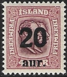 1922  Iceland  SG.143 Kings Christian IX and Frederik VIII  20a on 40a claret  U/M  (MNH)