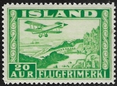 1934 Iceland  SG.209a  'Air'  20a green perf 14  U/M (MNH)
