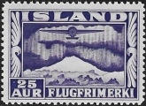 1934 Iceland  SG.210a  'Air'  25a violet  perf 14  U/M (MNH)