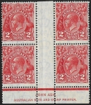 1931  Australia.  SG.127  KGV 2d Golden Scarlet. Die III block of 4U/M (MNH)