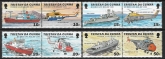 2001  Tristan da Cunha.  SG.716-23  Hurricane Relief. (Helicopters & Ships O/P). set 8 values U/M (MNH)