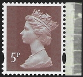 U3072  5p  2B  red brown  'M13L'  'MPIL'   DY7 Walsall  U/M (MNH)