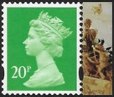 U3075  20p  2B  bright green 'M14L'  'MPIL'  DY10  Enschedé  (1)   U/M  (MNH)