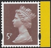U3072b  5p  2B  dull reddish brown 'M18L'  'M_IL' (missing 'P')  DY25  ISP  U/M  (MNH)