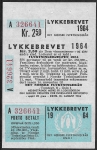 1964 Norway. Facit #LM1a Lottery Ticket & Stamp sold as Fundraising device for Norwegian Refugee Fund complete 3 parts scarce in any condition U/M (MNH)