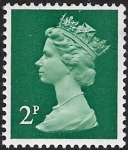 Y1668  2p 2B  deep green blue fluor ex sheet   Harrison  U/M (MNH)