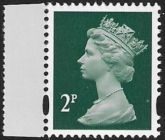 Y1668  2p deep green. blue fluor.ex DY3 Walsall U/M (MNH)