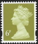 Y1671  6p 2B  yellow-olive blue fluor. ex sheet Harrison  U/M (MNH)