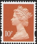 Y1676  10p 2B dull orange.blue fluor ex sheet  Harrison   U/M (MNH)
