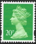 Y1685  20p CB bright green. blue fluor ex sheet   Harrison  U/M (MNH)