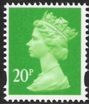 Y1687  20p  2B  bright green. blue fluor. ex sheet  Harrison/DLR U/M (MNH)