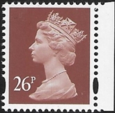 Y1691  26p  2B  red-brown, blue fluor Harrison  ex DX19 U/M (MNH)