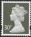 Y1694  30p 2B  deep olive grey.  blue fluor. ex GGA1-2 Walsall  U/M (MNH)