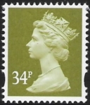 Y1697  34p 2B  yellow-olive. blue fluor ex  sheet   DLR   U/M (MNH)