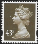 Y1716  43p  2B deep olive-brown. blue fluor. ex sheet  Enschede   U/M (MNH)