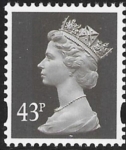 Y1717  43p  2B sepia. blue fluor ex coil.  Harrison   U/M (MNH)
