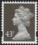 Y1717a  43p 2B sepia  perf 14. blue fluor. ex DX21 Walsall. U/M (MNH)